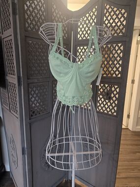 Colsie Mint Green Lace-Trim Bustier